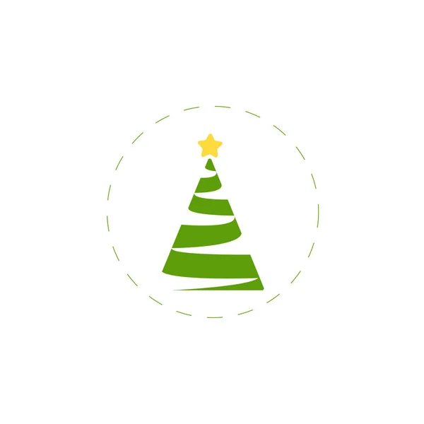 Χριστουγεννιάτικο δέντρο επίπεδη εικονίδιο σε λευκό φόντο — Διανυσματικό Αρχείο