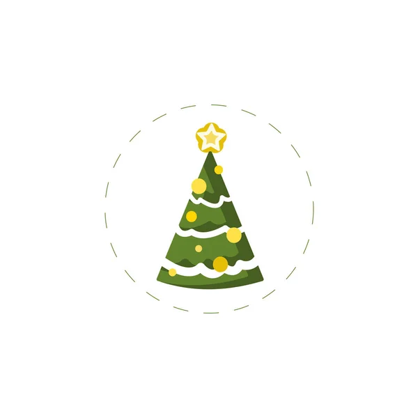 하얀 배경에 있는 크리스마스 트리 플랫 아이콘 — 스톡 벡터