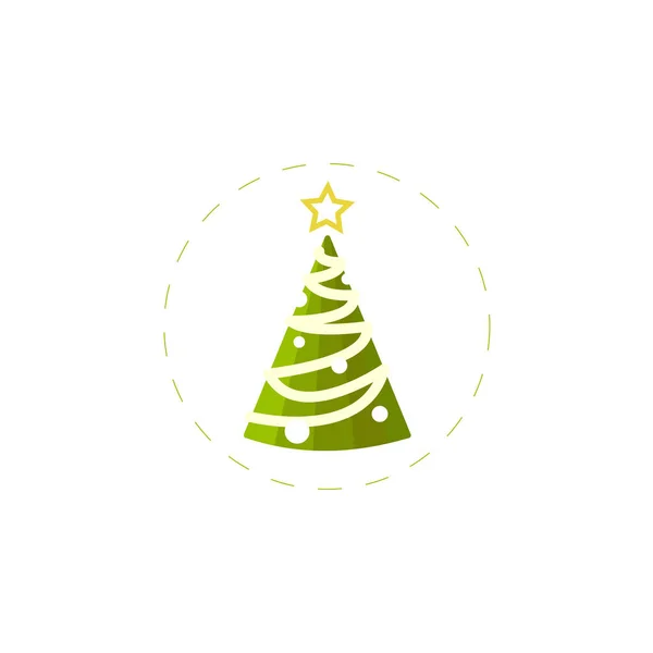 Χριστουγεννιάτικο δέντρο επίπεδη εικονίδιο σε λευκό φόντο — Διανυσματικό Αρχείο