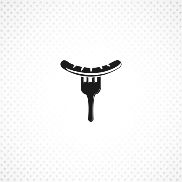 Sausage on fork vector icon on white background — Stock Vector