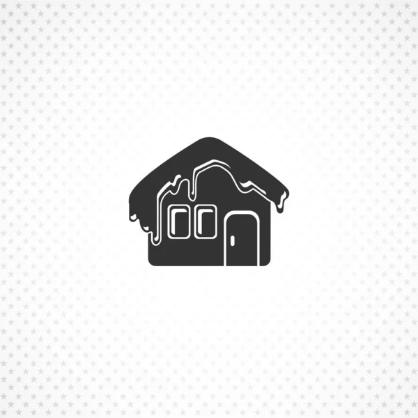 Casa en el icono de la nieve sobre fondo blanco — Vector de stock