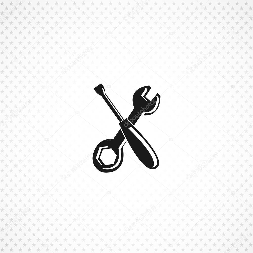 screwdriver and wrench icon on white background