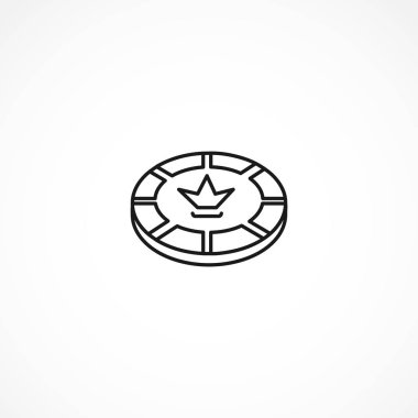 Beyaz arkaplanda taç simgesi olan kumarhane çipi