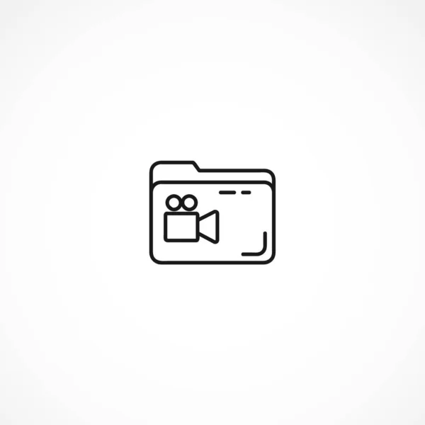 Ordner mit Videodateien-Symbol auf weißem Hintergrund — Stockvektor