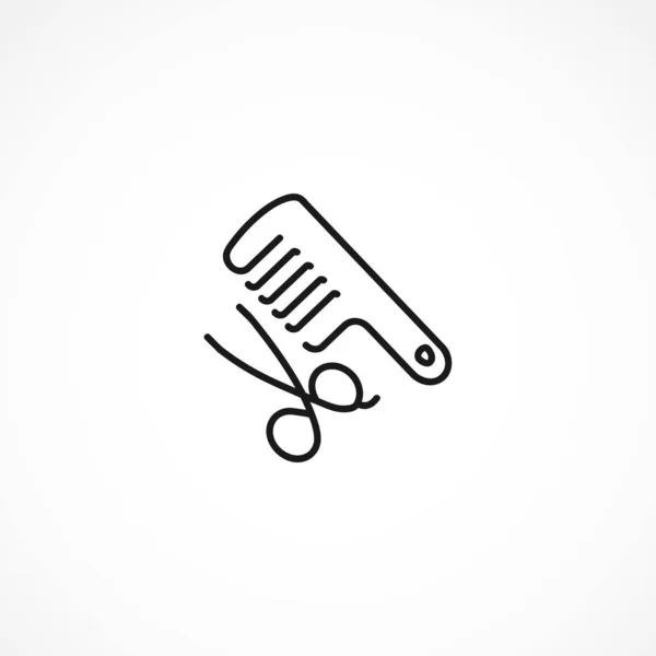 Pente e tesoura. Ícone de ferramentas de cabeleireiro no fundo branco —  Vetores de Stock