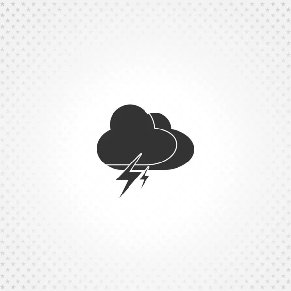 Rayo en el icono de la nube sobre fondo blanco — Vector de stock