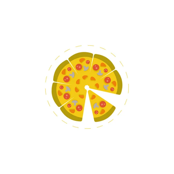 Pizza flat icon on white background — 스톡 벡터