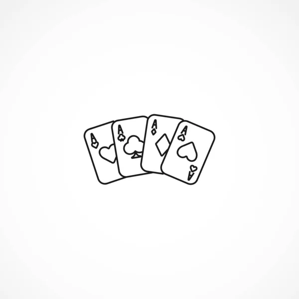 Playing cards aces icon on white background — 스톡 벡터