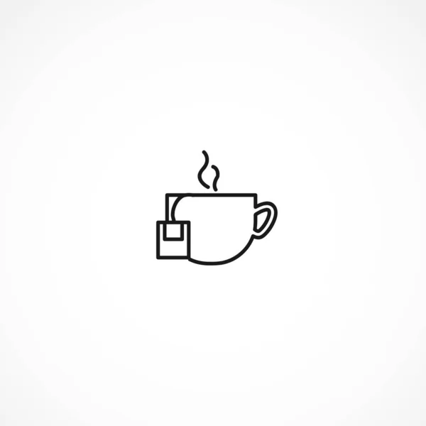 Tea bag, hot cup of tea icon on white background — ストックベクタ