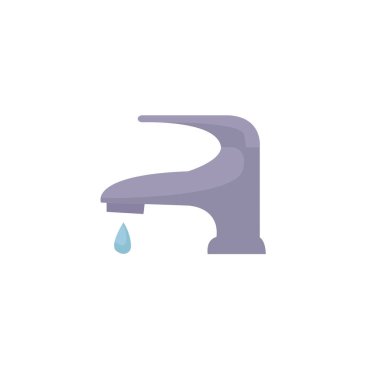 beyaz arkaplanda su musluğu düz illüstrasyon