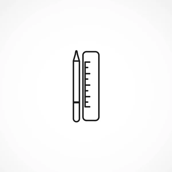 Regla y lápiz icono. icono del vector de cancillería sobre fondo blanco — Vector de stock