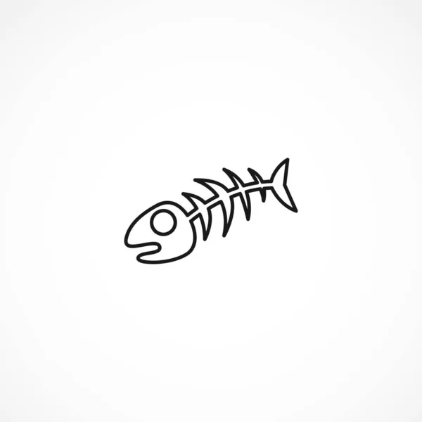 Fish bone, fish skeleton vector icon on white background — 스톡 벡터