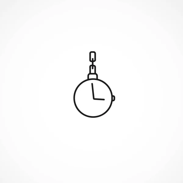 Relógio de bolso com ícone de vetor de corrente no fundo branco — Vetor de Stock