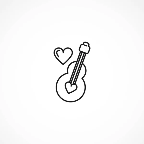 Romantic guitar vector icon on white background — Stock Vector