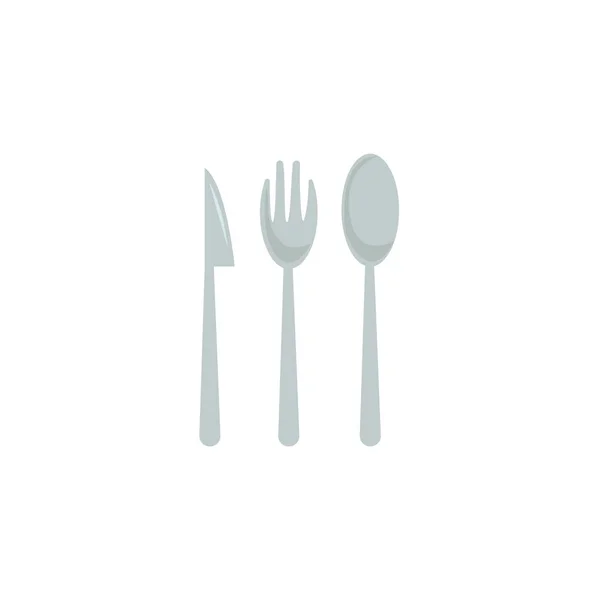 Colher garfo faca plana ilustração no fundo branco — Vetor de Stock