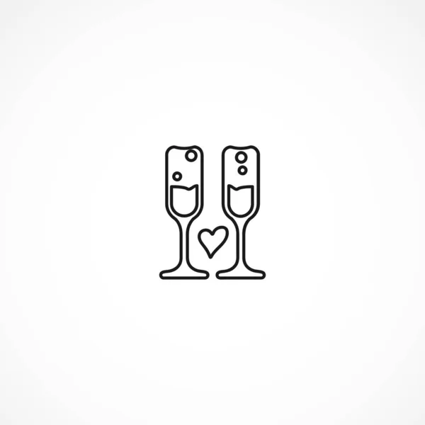 Zwei Gläser Champagner-Vektor-Symbol auf weißem Hintergrund — Stockvektor