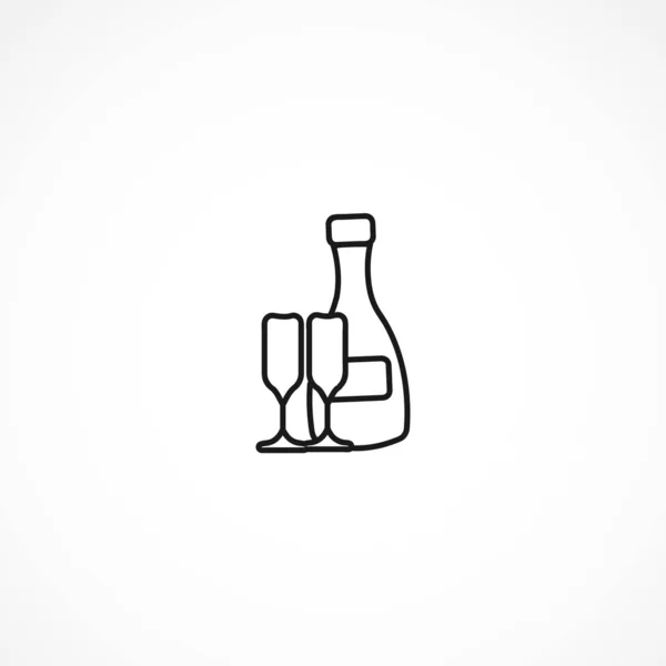 Champagner-Vektorsymbol auf weißem Hintergrund — Stockvektor