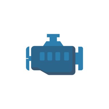 beyaz arkaplanda araba motoru düz simgesi