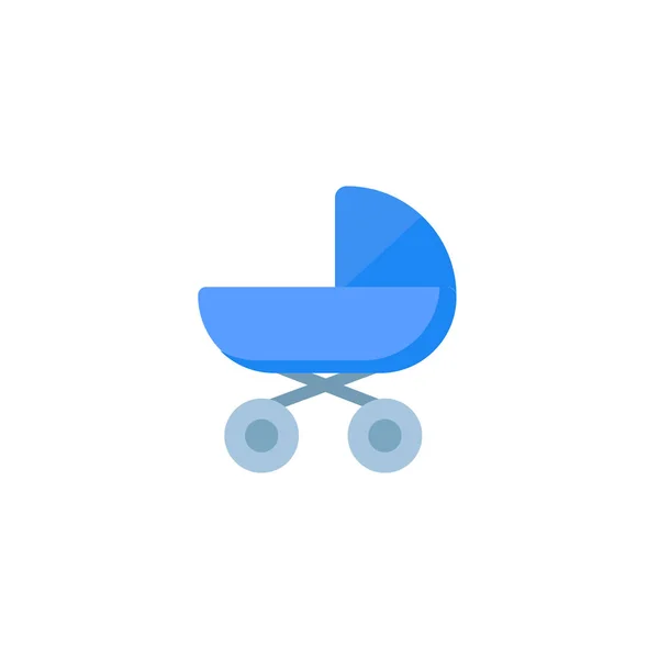 Baby carriage flat icon on white background — 스톡 벡터