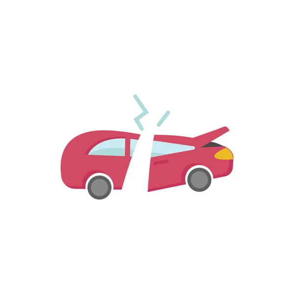 Coche roto icono plano sobre fondo blanco — Vector de stock