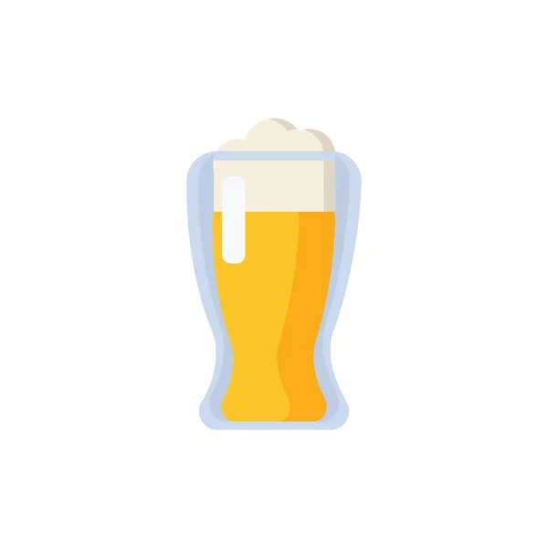 Ícone liso de vidro de cerveja no fundo branco — Vetor de Stock