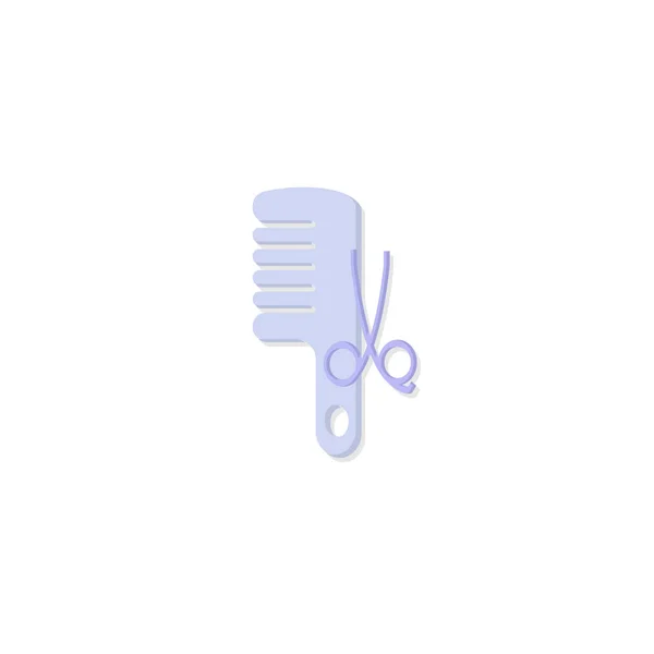 Pente e tesoura. Ferramentas de cabeleireiro ícone plano no fundo branco — Vetor de Stock