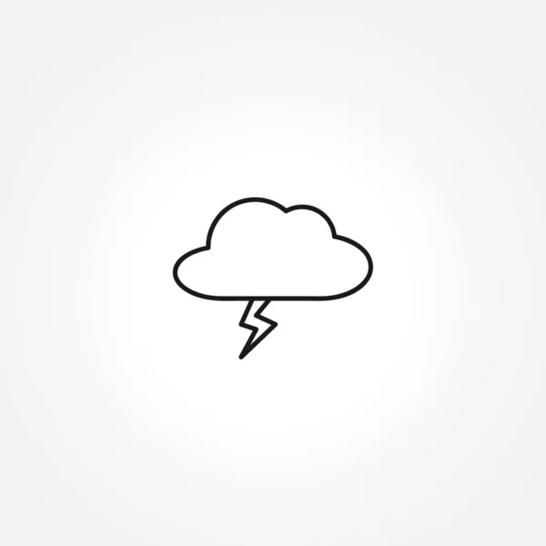 Rayo en el icono de la nube sobre fondo blanco — Vector de stock