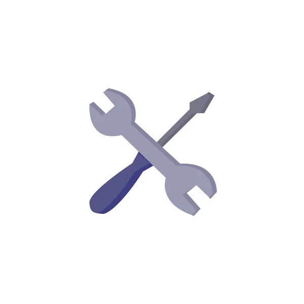 Icône de service. icône de réparation. tournevis et clé icône plate sur fond blanc — Image vectorielle
