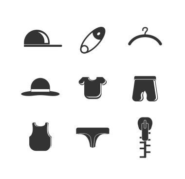 giysi simgesi: beyaz giysiler ve yardımcı vektör simgeleri