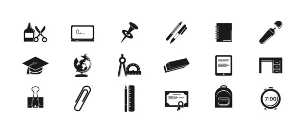 Icono de educación conjunto con sombrero de graduación, iconos de vectores de clip — Archivo Imágenes Vectoriales