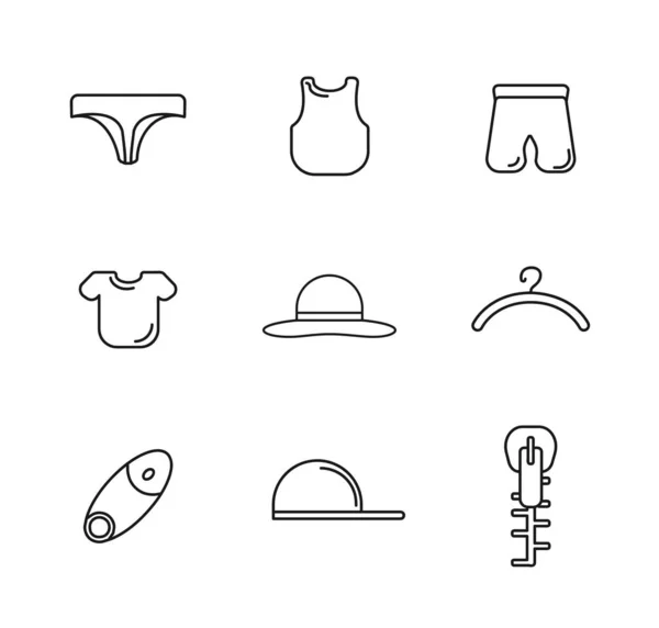 Kleid-Icon-Set mit Kleidung und Accessoire-Vektor-Symbolen — Stockvektor