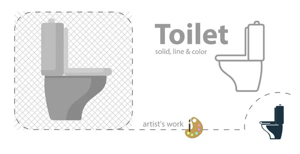 WC piatto, solido, icona della linea — Vettoriale Stock
