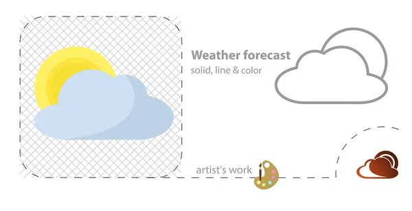 Previsão meteorológica plano, sólido, ícone de linha — Vetor de Stock