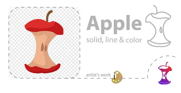 Apfel flach, durchgehend, Liniensymbol — Stockvektor