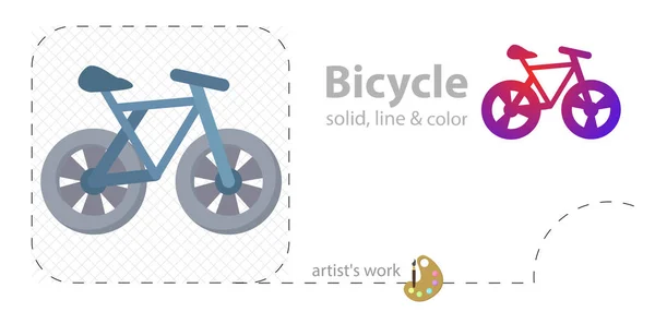 Kerékpár lapos, szilárd, vonal ikon — Stock Vector