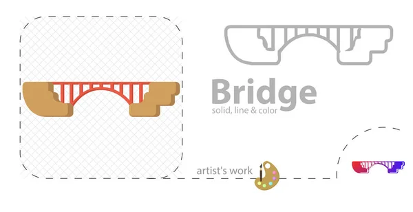 Brückenvektor flache Abbildung, durchgehend, Liniensymbol — Stockvektor