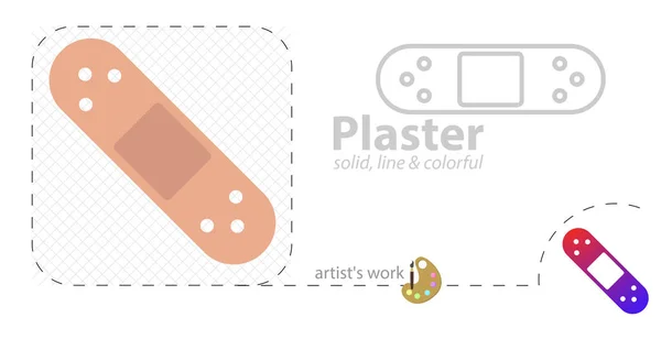 Gips-Vektor flache Abbildung, einfarbig, Liniensymbol — Stockvektor