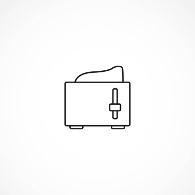 Beyaz arkaplanda tost makinesi vektör çizgisi simgesi