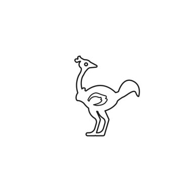 Beyaz arkaplanda devekuşu vektör çizgisi simgesi
