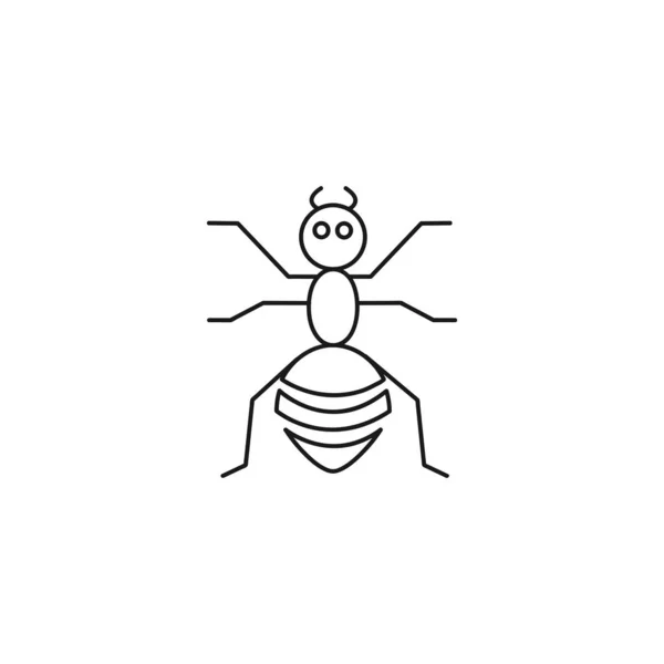 Ant icône de ligne vectorielle sur fond blanc — Image vectorielle