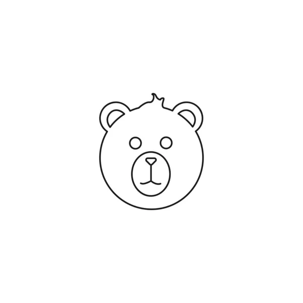 Bear head vector line icon on white background — Stock Vector