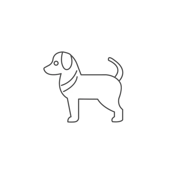 Dog vector line icon on white background — Stock Vector