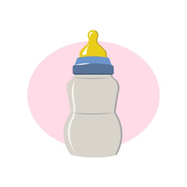 Bebek süt şişesi ikonu. İllüstrasyon için daha yumuşak bir tasarım öğesiyle beslenme şişesi. düz simge