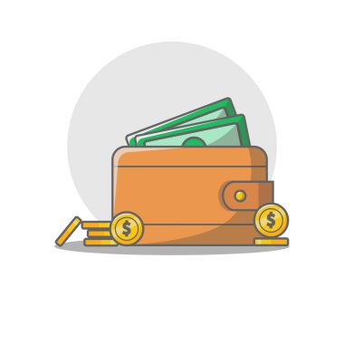 Resim için para tasarım elementi olan cüzdan. düz simge