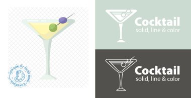 Zeytinli kokteyl düz vektör çizimi