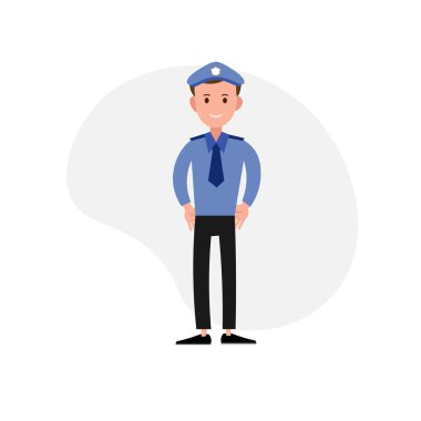 Karakterin düz polis çizimi. tasarım ögesi