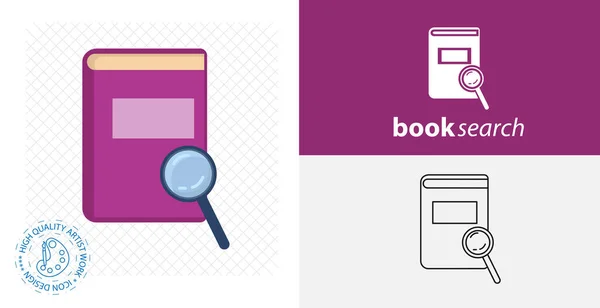 Pesquisa Livros Flat Icon Ilustração Vetorial — Vetor de Stock