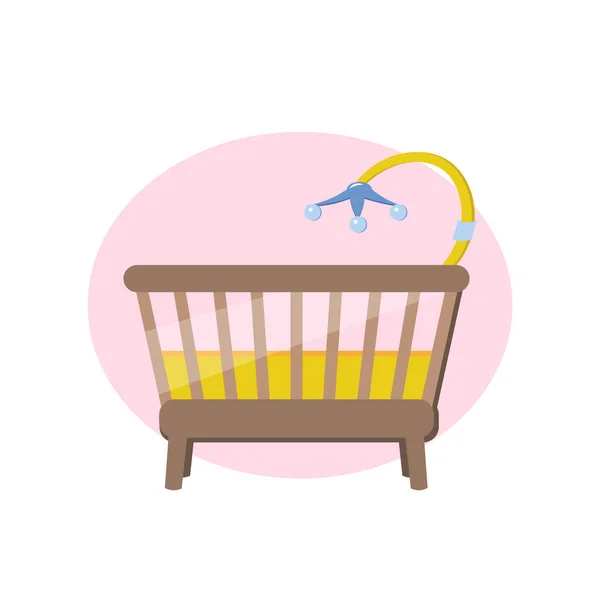 ベビーベッドのアイコン 赤ちゃんのゆりかごのデザイン要素 フラットアイコン — ストックベクタ
