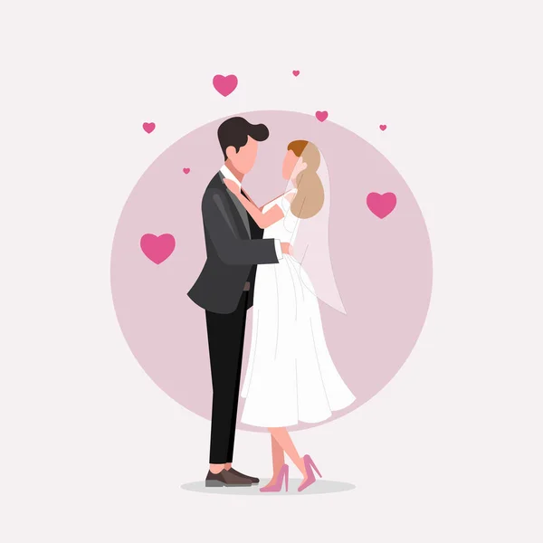 Mariage Couple Marié Illustration Élément Conception Icône Plate — Image vectorielle