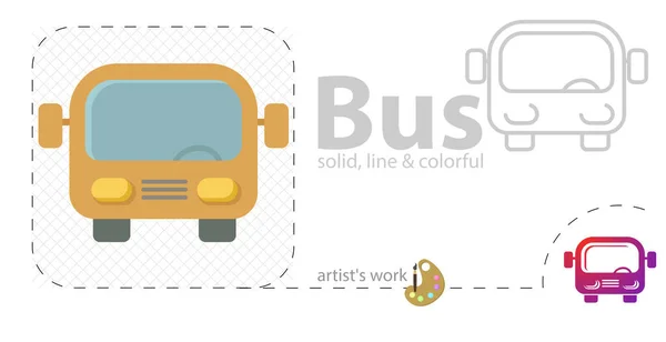 Icône Plate Bus Icône Ligne — Image vectorielle